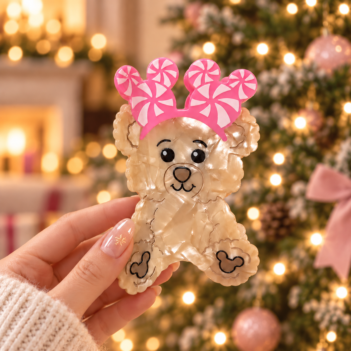 Sugarplum Teddy Christmas claw clip • pre order
