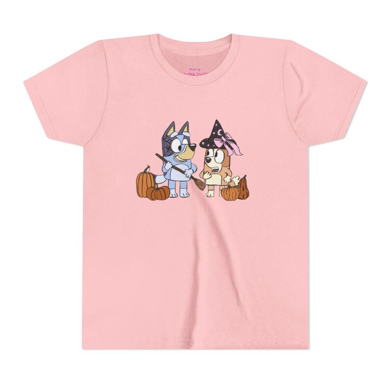 Blue dog sisters Halloween tee - youth