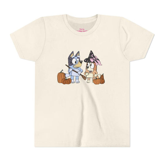 Blue dog sisters Halloween tee - youth
