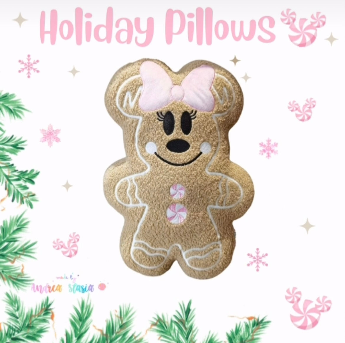 Pink Gingy Pillow- READY TO SHIP