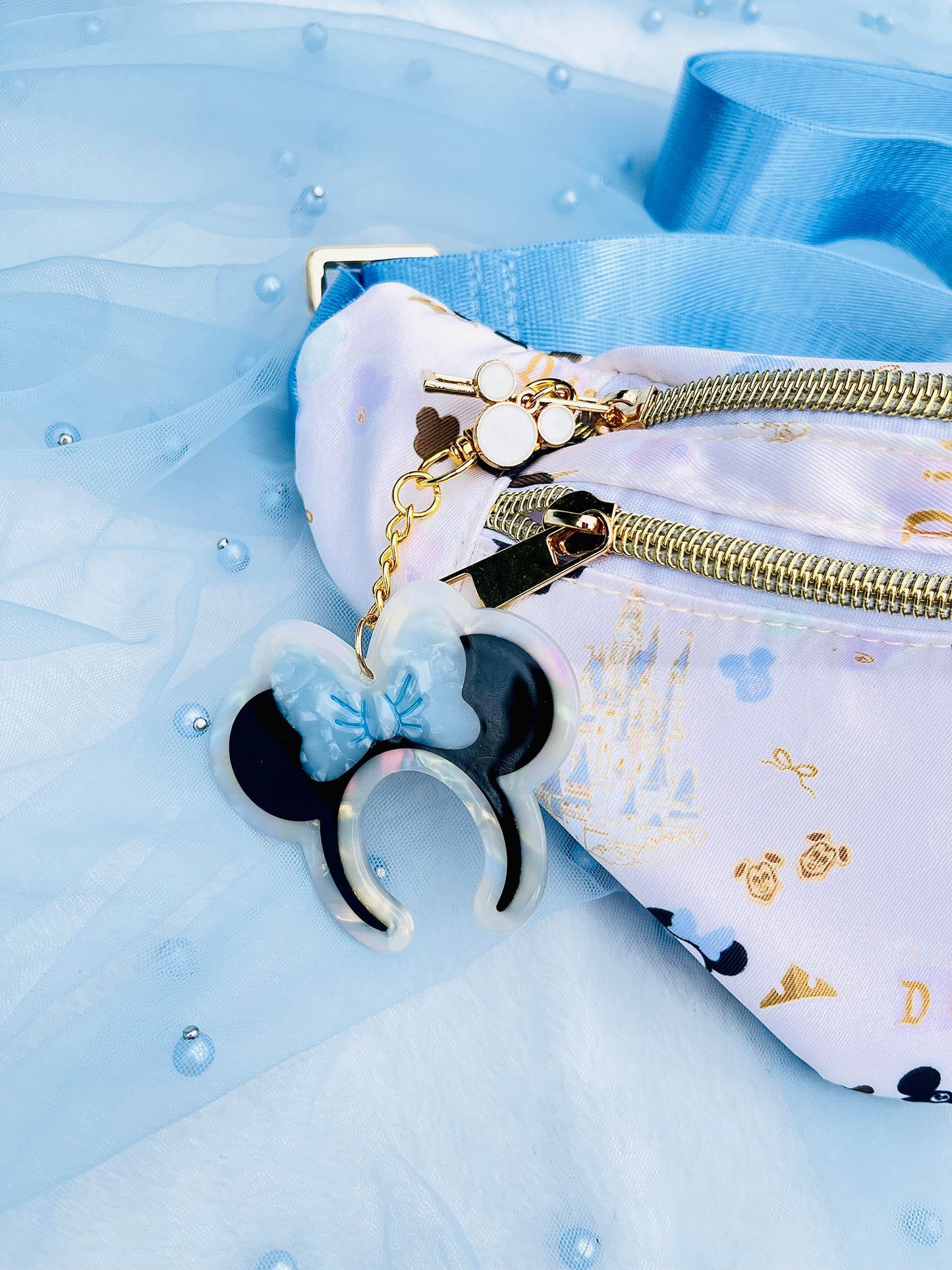Pretty blue mouse ears keychain