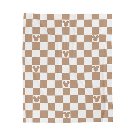 Mouse tan checkered blanket - pre order