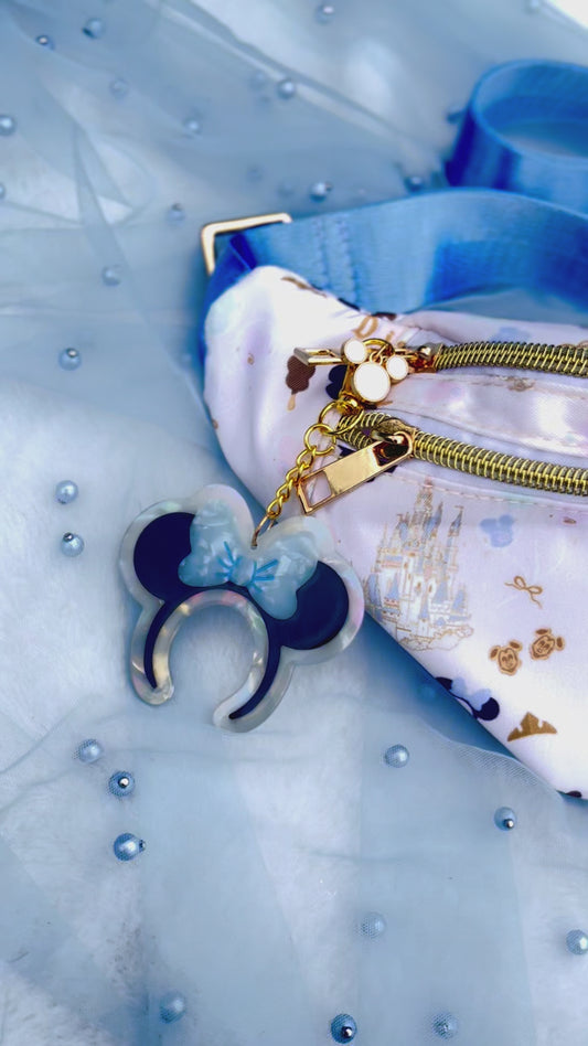 Pretty blue mouse ears keychain